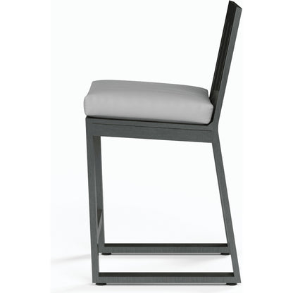 Redondo Outdoor Counter Stool by Sunset West in slate. Made from aluminum in a modern style.