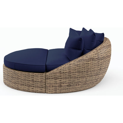 Havana Outdoor Round Daybed by Sunset West in tobacco. Made from resin wicker in a modern style.
