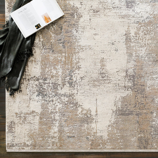 Solar Rug - 22985 by Surya in taupe, medium gray, white. Made from 70% viscose, 30% acrylic in a unique style.