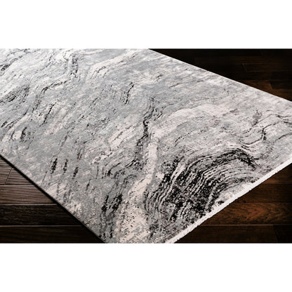Solar SOR-2309 Rug by Surya in gray, light gray, charcoal, black. Made from 70% viscose, 30% acrylic in a unique style.