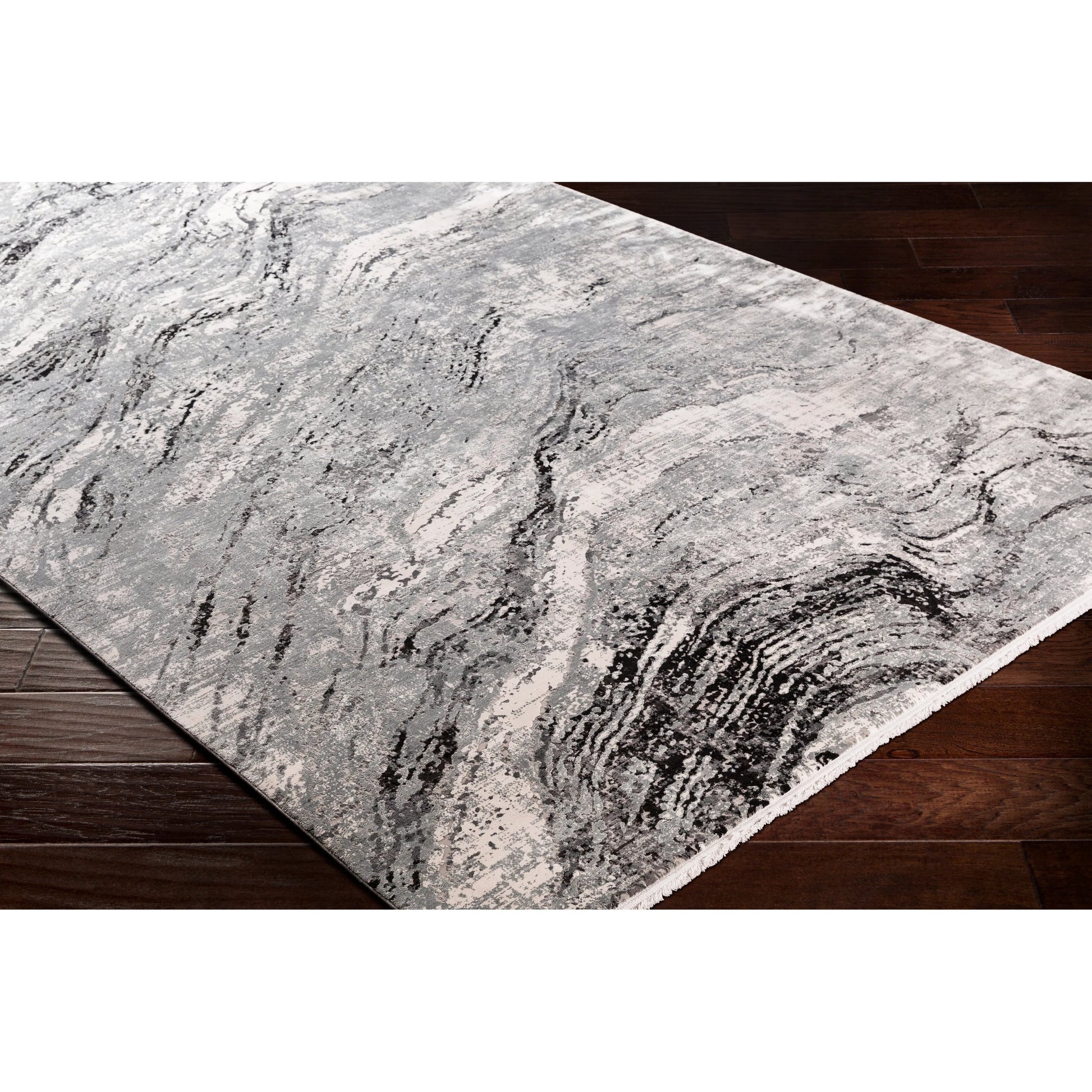 Solar Rug - 25676 by Surya in gray, light gray, charcoal, black. Made from 70% viscose, 30% acrylic in a unique style.