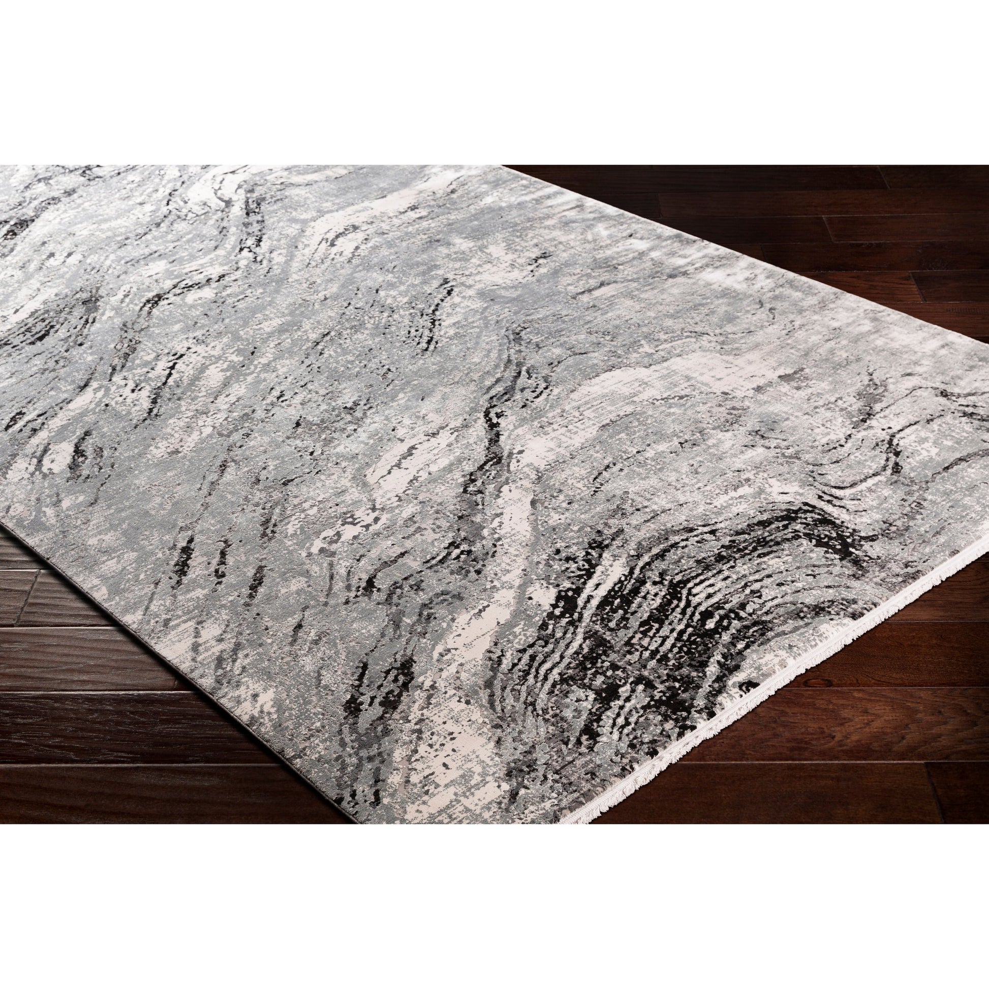 Solar Rug - 25676 by Surya in gray, light gray, charcoal, black. Made from 70% viscose, 30% acrylic in a unique style.