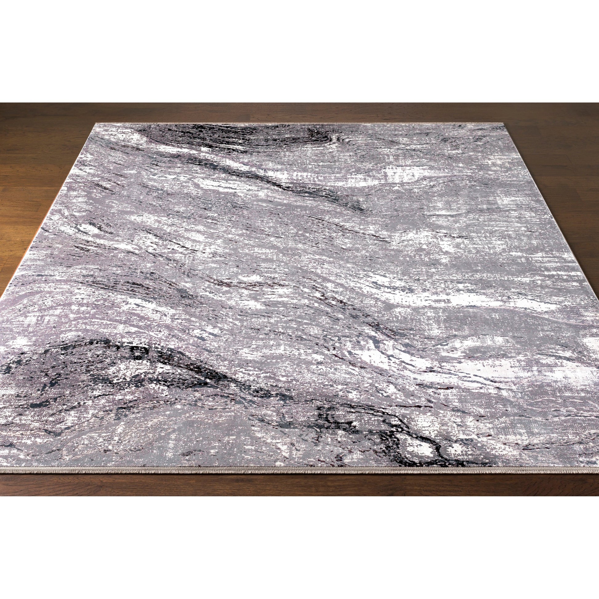 Solar Rug - 25676 by Surya in gray, light gray, charcoal, black. Made from 70% viscose, 30% acrylic in a unique style.