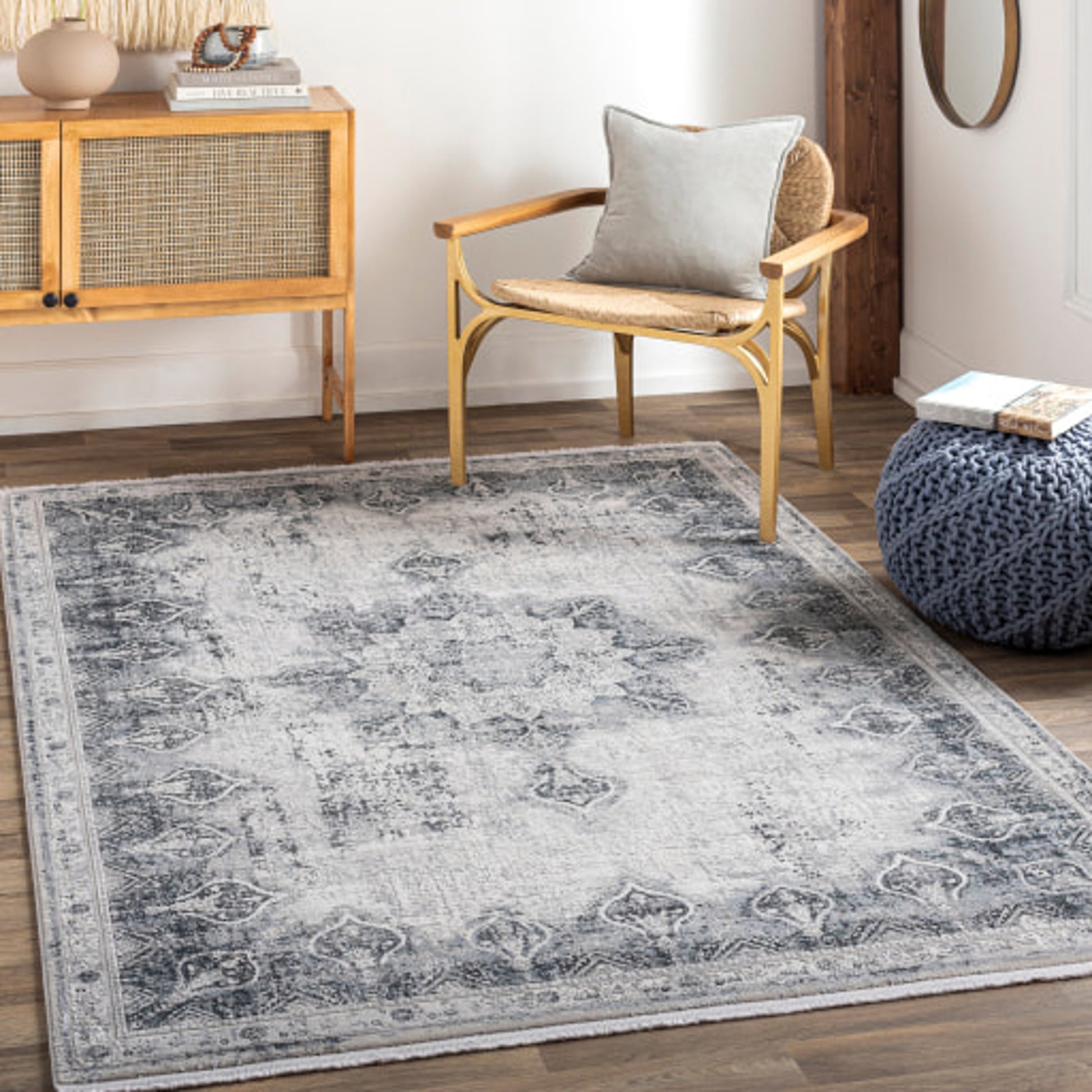 Solar Rug - 26137 by Surya in gray, light gray, light beige, light slate, black. Made from 70% viscose, 30% acrylic in a unique style.