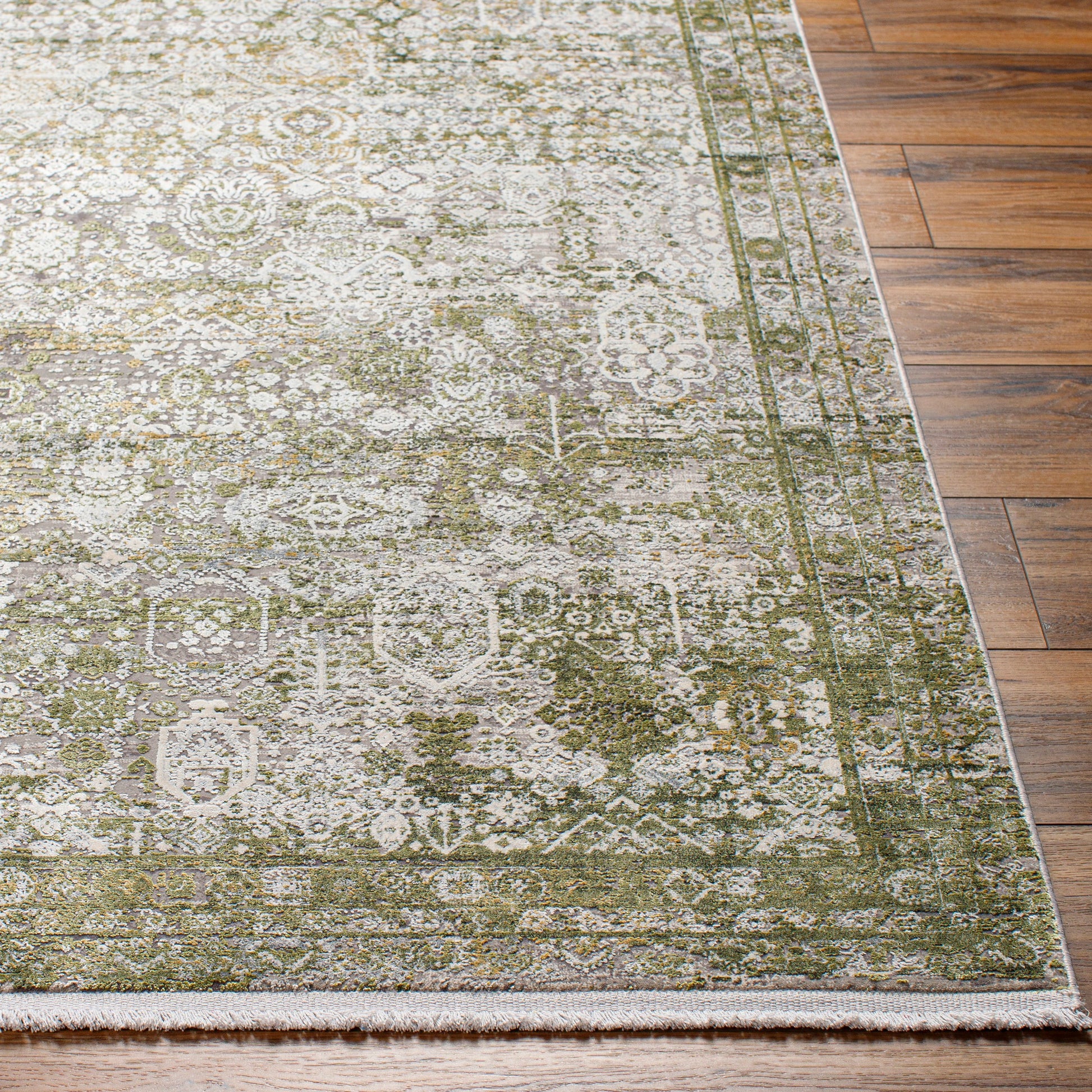 Solar Rug - 31404 by Surya in olive, off-white, taupe, light gray. Made from main: 85% viscose, main: 15% acrylic in a unique style.