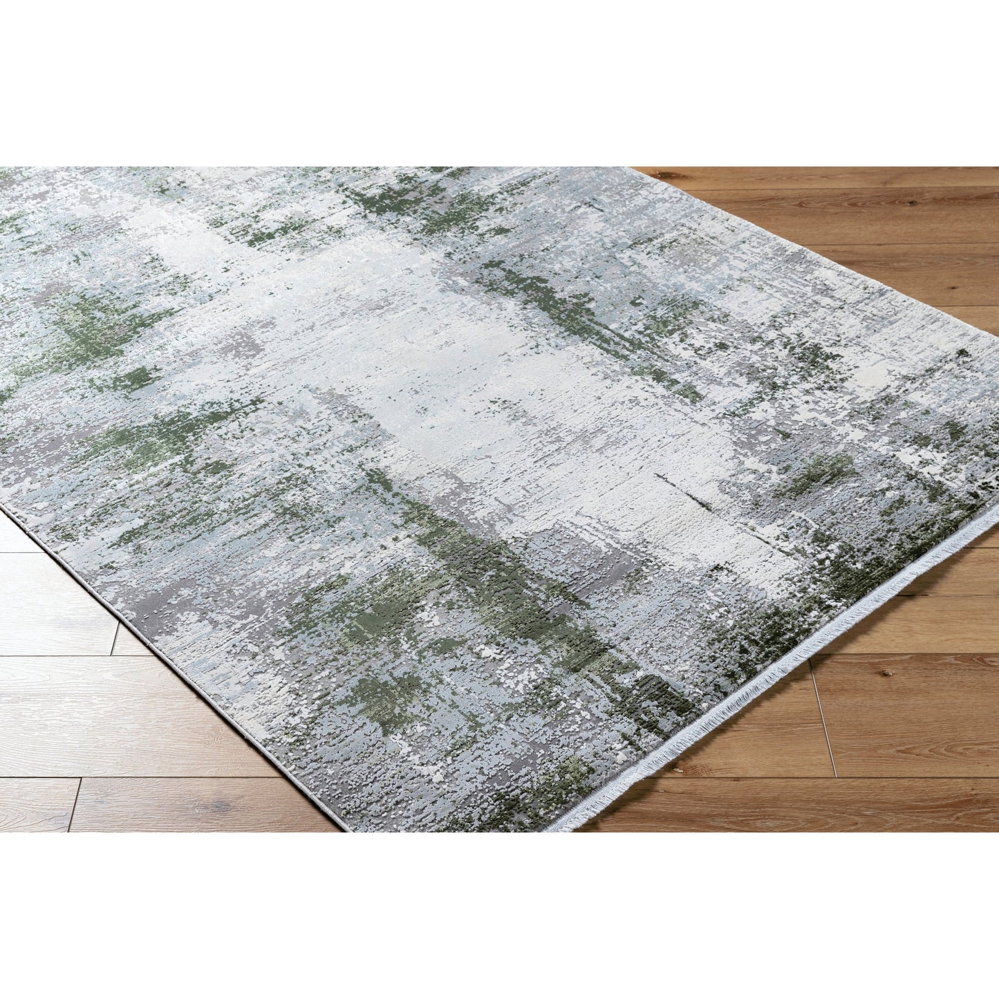 007 SI-2097253,SI-2097254,SI-2097261,SI-2097262 | Closeup | Solar Rug - 15997 by Surya in gray, light gray, off-white, medium gray, olive. Made from viscose, acrylic in a unique style.