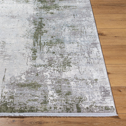 Solar Rug - 15997 by Surya in gray, light gray, off-white, medium gray, olive. Made from viscose, acrylic in a unique style.