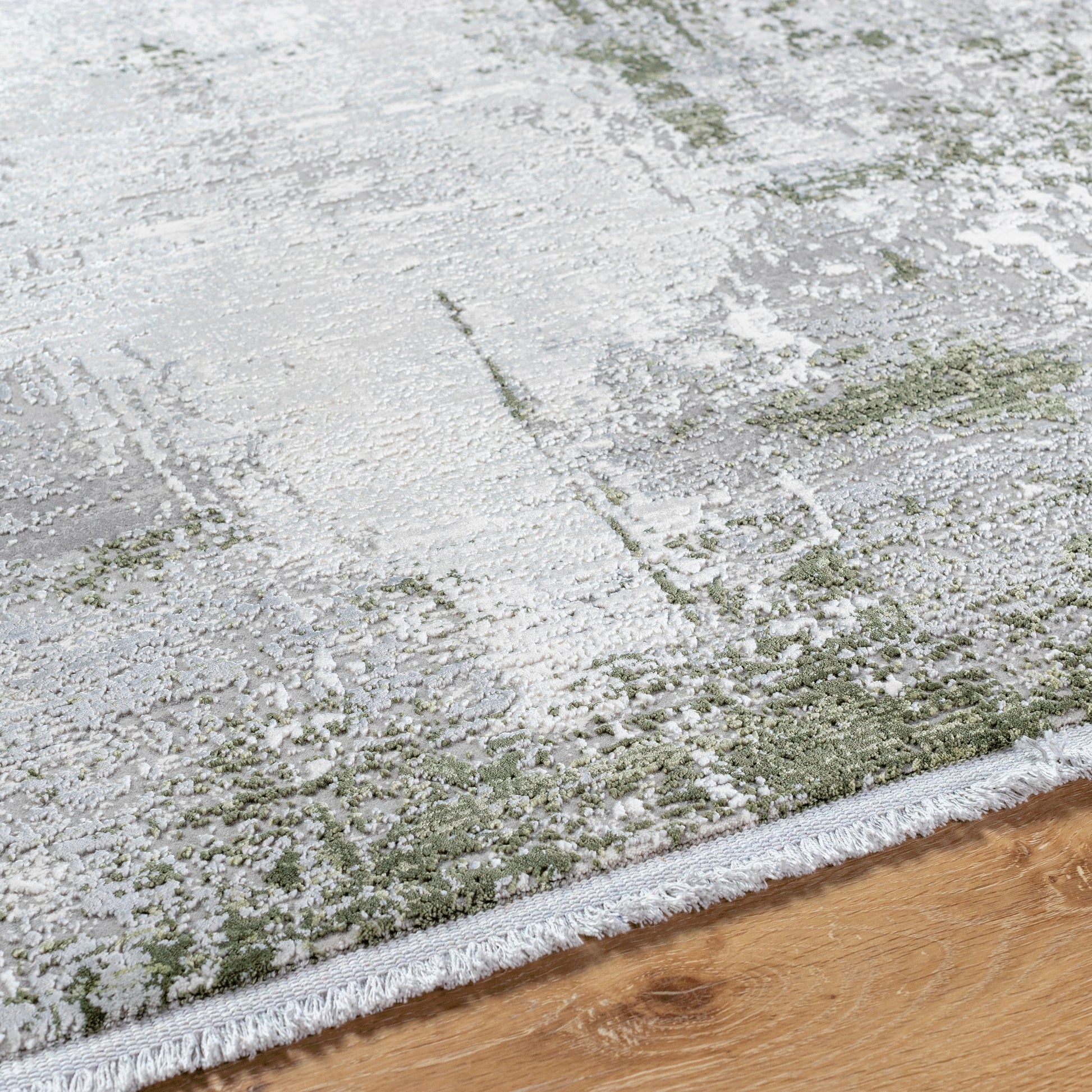 Solar Rug - 15997 by Surya in gray, light gray, off-white, medium gray, olive. Made from viscose, acrylic in a unique style.