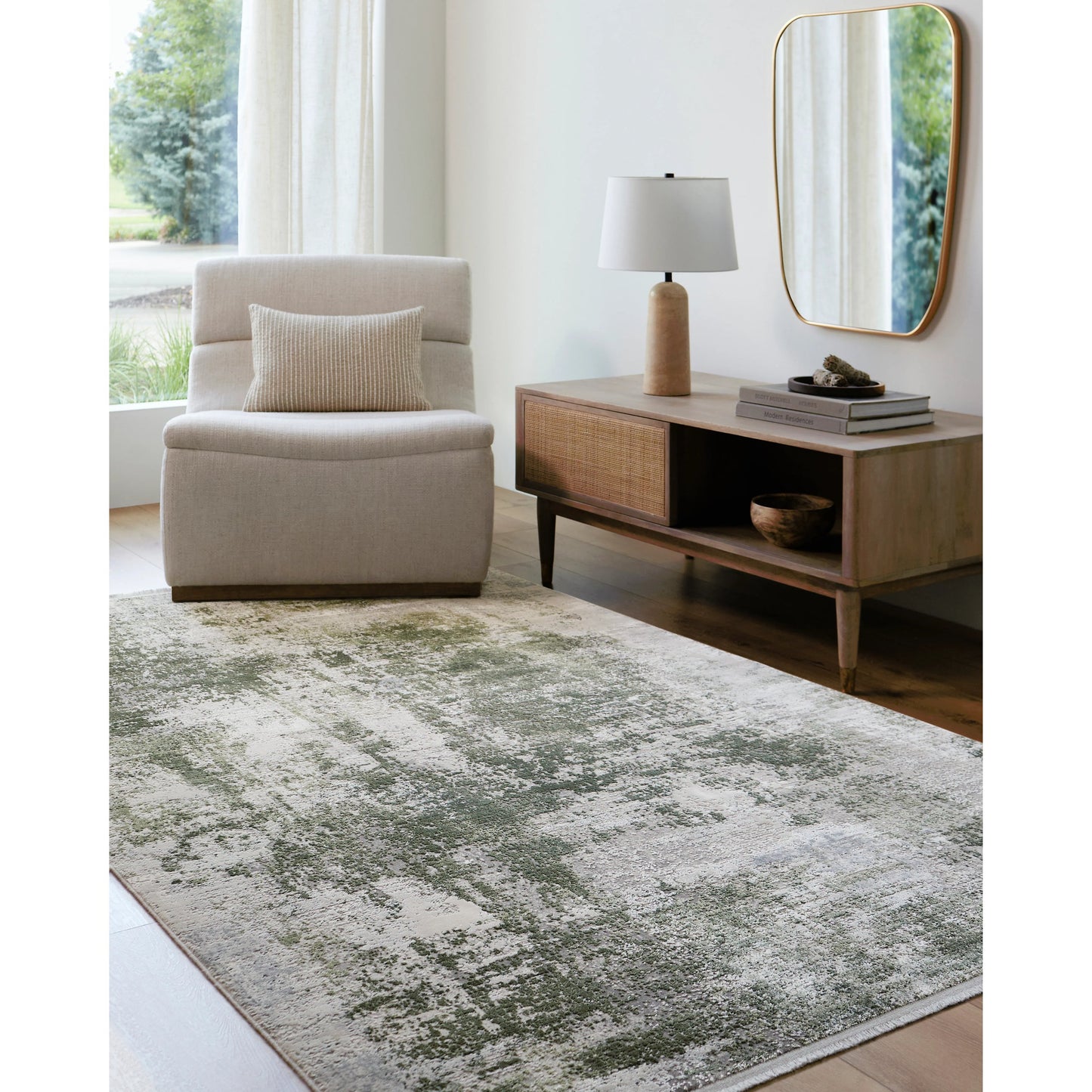 007 SI-2098797,SI-2098800,SI-2098805,SI-2098806 | Lifestyle | Solar Rug - 492064 by Surya in light gray, off-white, gray, olive. Made from viscose, acrylic in a unique style.