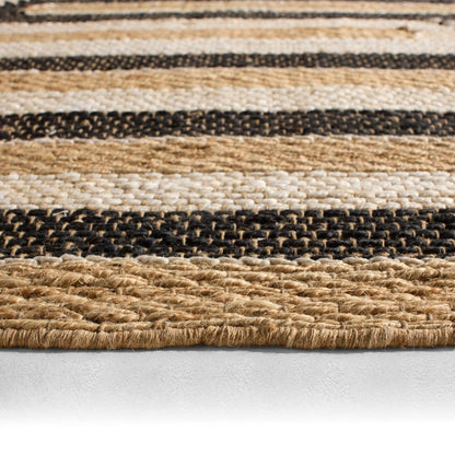 Song Of The Sahara SOS02 Rug by Jaipur Living in tan, beige, black. Made from 100% jute in a unique style.
