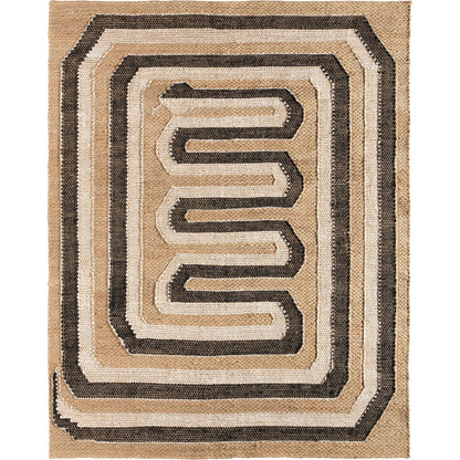 Song Of The Sahara SOS02 Rug by Jaipur Living in tan, beige, black. Made from 100% jute in a unique style.