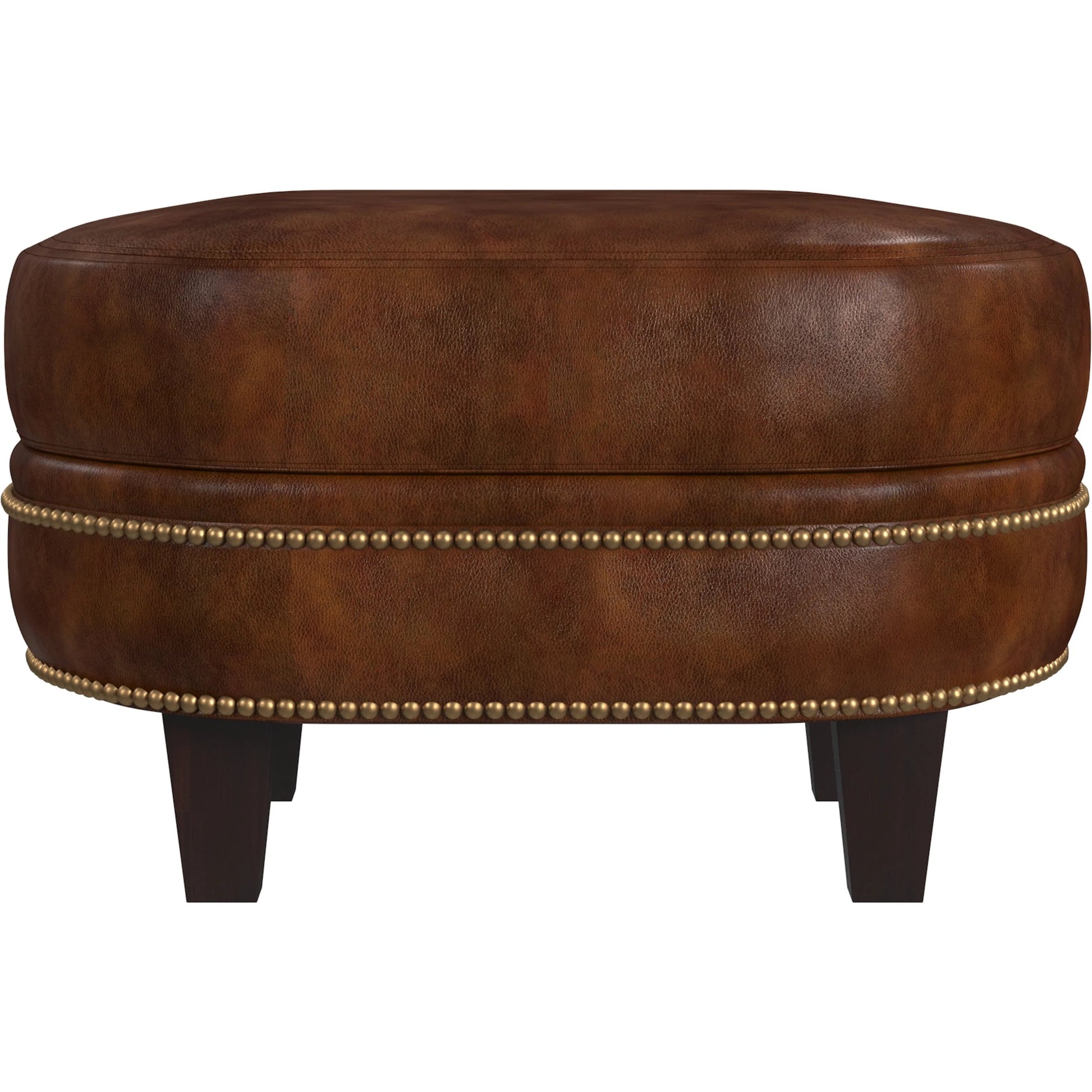 Richardson Ottoman by Bradington-Young by Hooker Furniture in brown. Made from leather in a unique style.