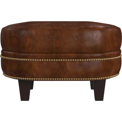 Richardson Ottoman by Bradington-Young by Hooker Furniture in brown. Made from leather in a unique style.