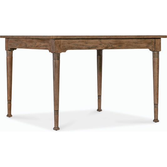 Americana Square Dining Table by Hooker Furniture in brown and warm brown. Made from oak veneers with solid-wood edge top in a modern style.