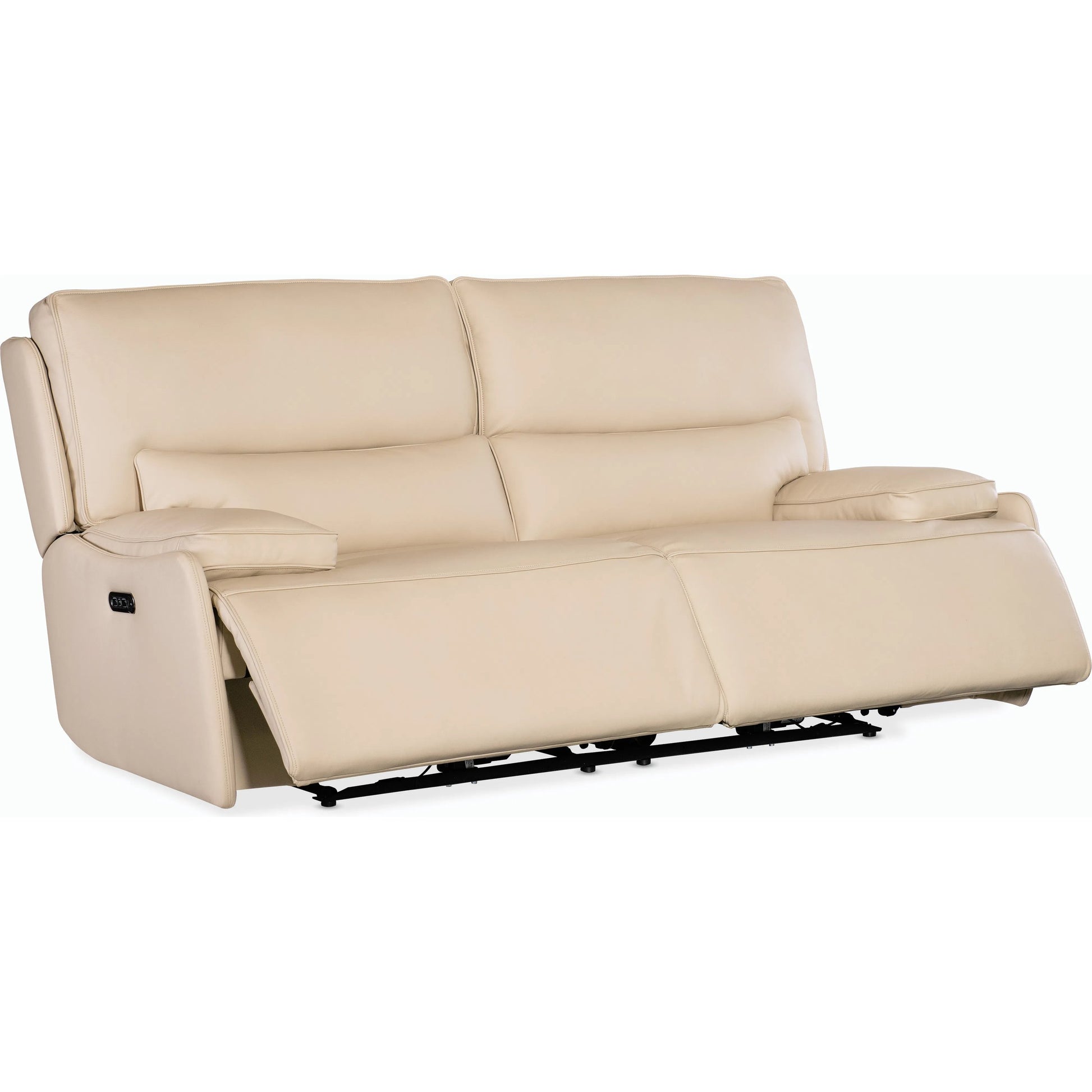 Kramer Zero Gravity Power Sofa w/ Power Headrest by Hooker Furniture. Made from leather in a modern style.