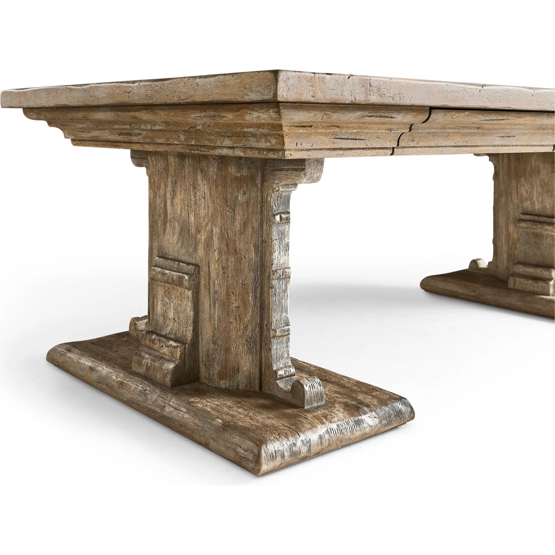 Caldera Pedestal-Base Cocktail Table by Jonathan Charles in light spain painted walnut. Made from main acacia veneer in a unique style.