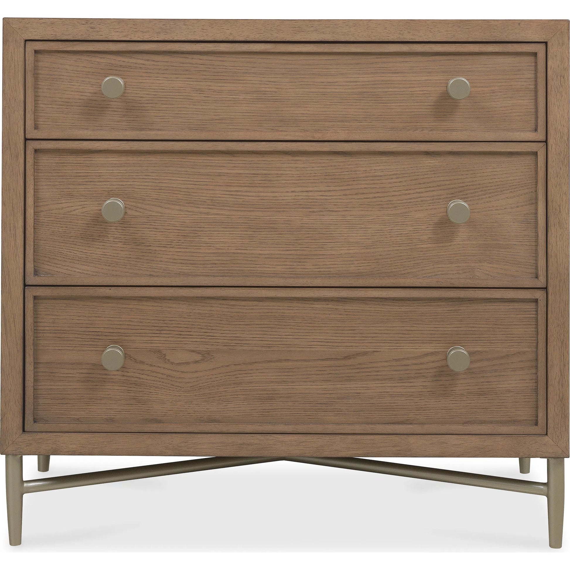 Sonnet Three-Drawer Nightstand by Hooker Furniture in medium wood and wren. Made from unique in a transitional style.