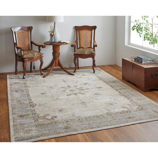Celene Traditional Bordered Rug - 39KWF by Feizy in tan, brown, gray. Made from viscose, polyester in a unique style.