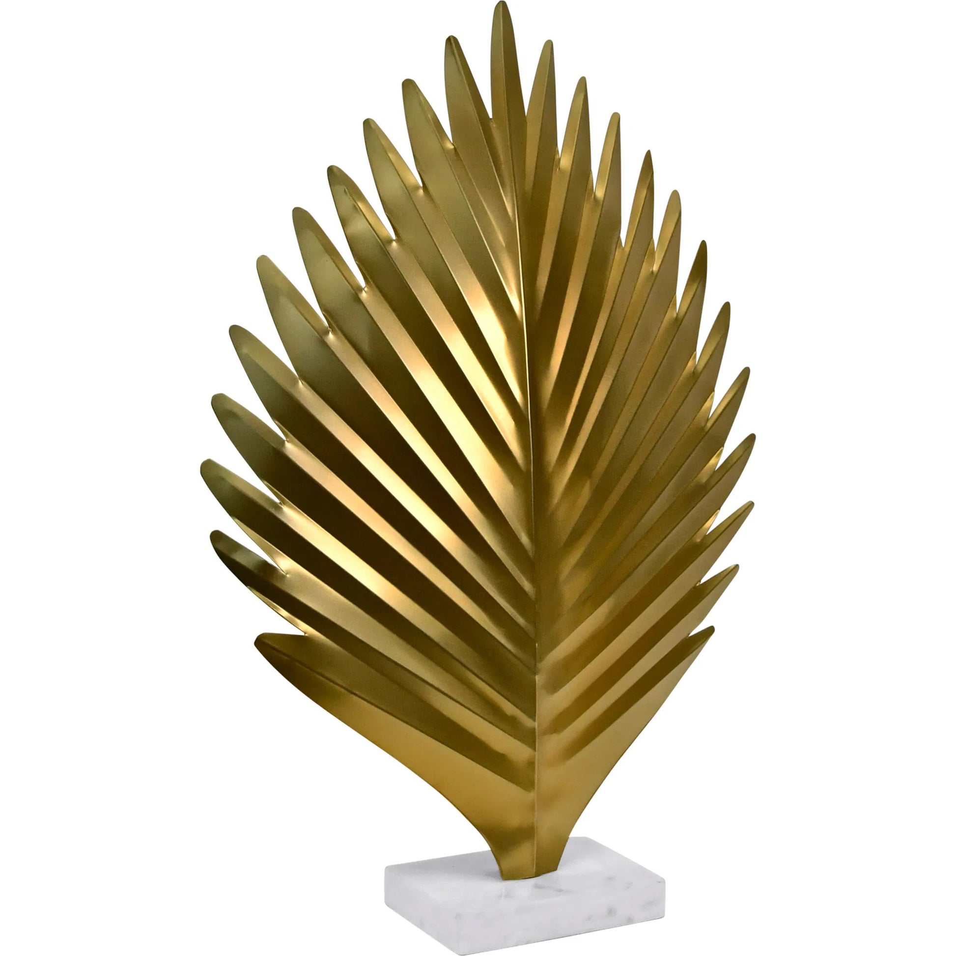 Sprig Antique Brass Leaf Scultpture by Worlds Away in antique brass, white, grey. Made from marble in a unique style.