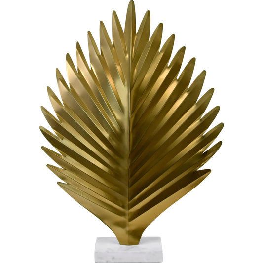 001 SI-2461347 | Primary Silo | Sprig Antique Brass Leaf Scultpture by Worlds Away in antique brass, white, grey. Made from marble in a unique style.