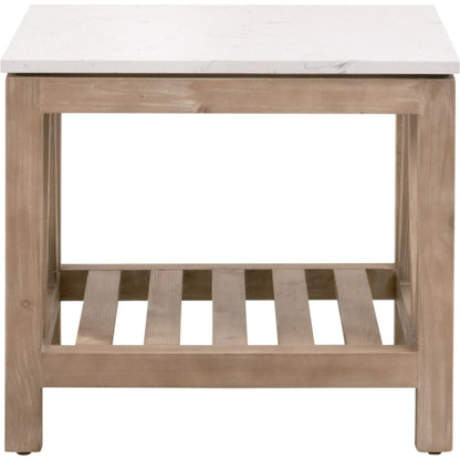 Spruce End Table by Essentials For Living. Made from solid pine wood, solid quartz in a coastal style.