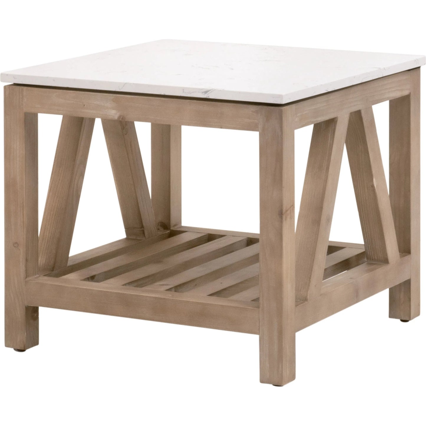 001 SI-2249337 | Primary Silo | Spruce End Table by Essentials For Living. Made from solid pine wood, solid quartz in a coastal style.