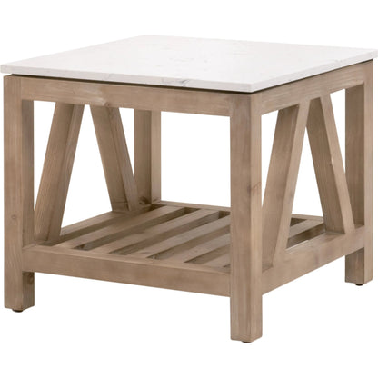 Spruce End Table by Essentials For Living. Made from solid pine wood, solid quartz in a coastal style.