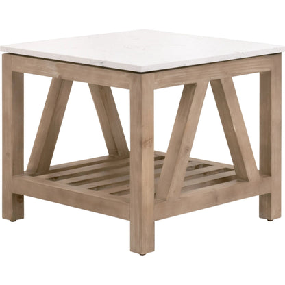 Spruce End Table by Essentials For Living. Made from solid pine wood, solid quartz in a coastal style.
