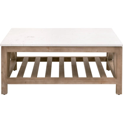 Spruce Square Coffee Table by Essentials For Living. Made from solid pine wood, solid quartz in a coastal style.