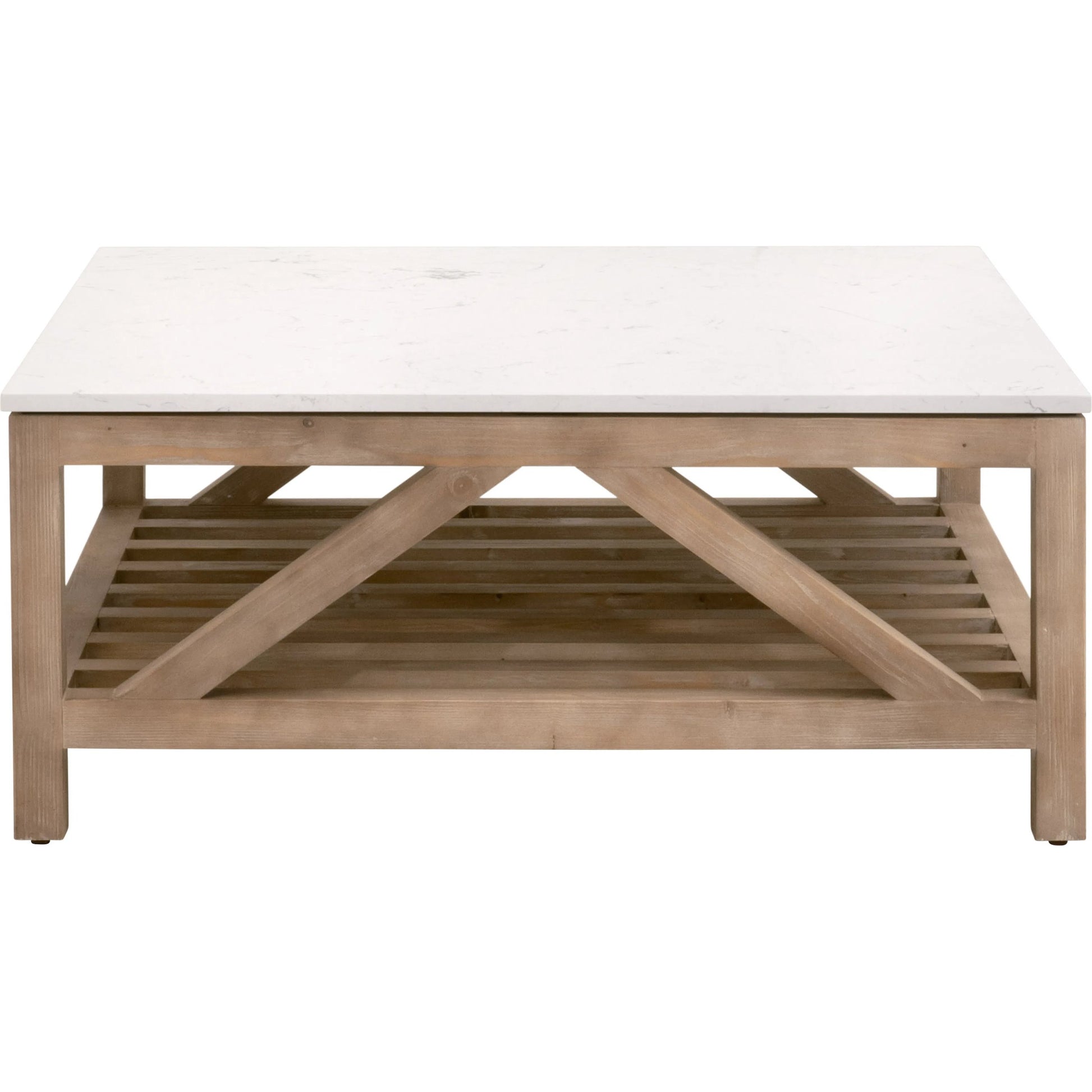 Spruce Square Coffee Table by Essentials For Living. Made from solid pine wood, solid quartz in a coastal style.