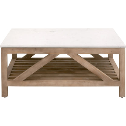 Spruce Square Coffee Table by Essentials For Living. Made from solid pine wood, solid quartz in a coastal style.