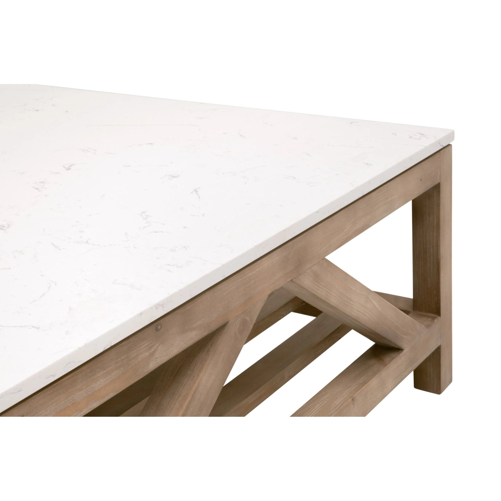 Spruce Square Coffee Table by Essentials For Living. Made from solid pine wood, solid quartz in a coastal style.