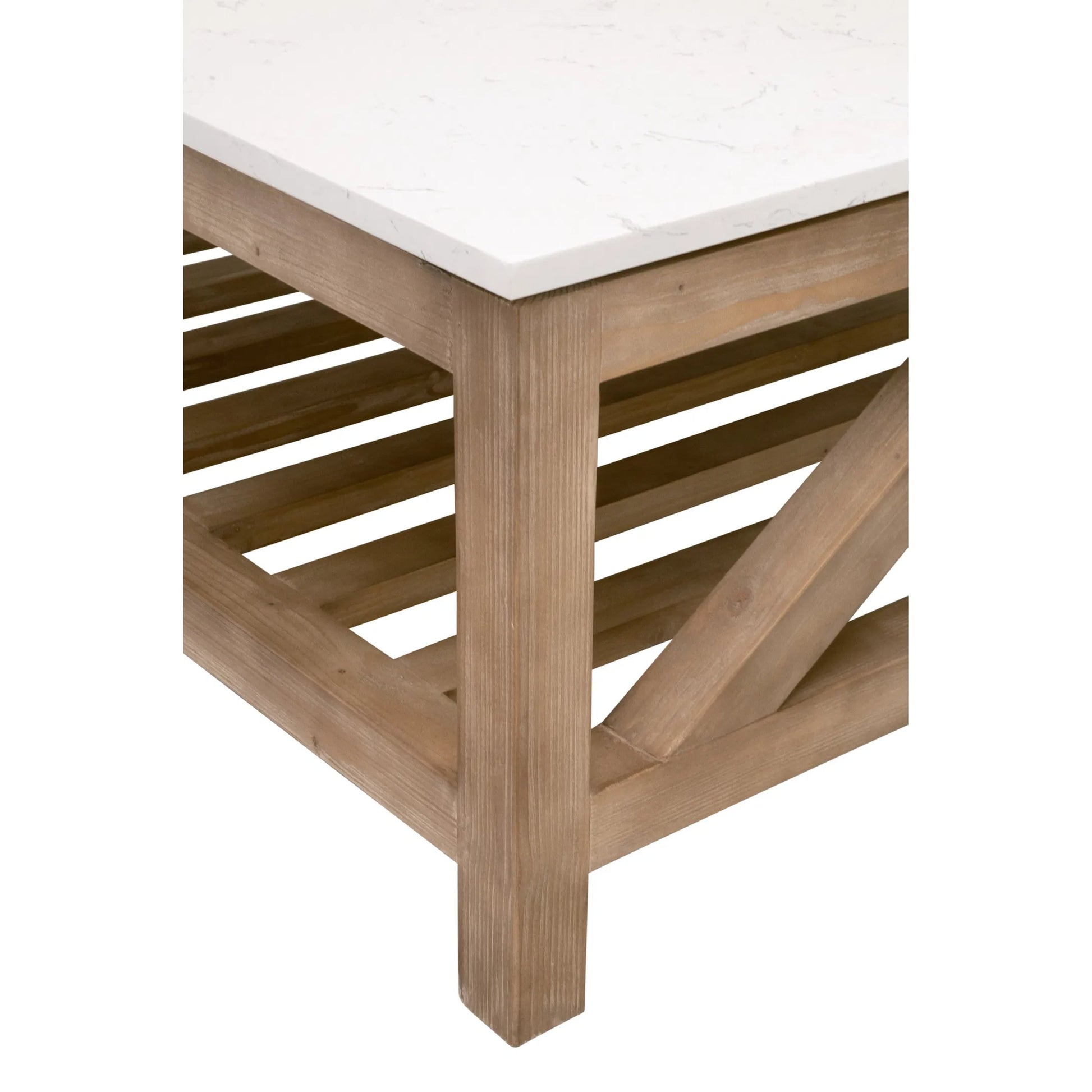 Spruce Square Coffee Table by Essentials For Living. Made from solid pine wood, solid quartz in a coastal style.