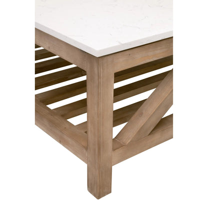 Spruce Square Coffee Table by Essentials For Living. Made from solid pine wood, solid quartz in a coastal style.