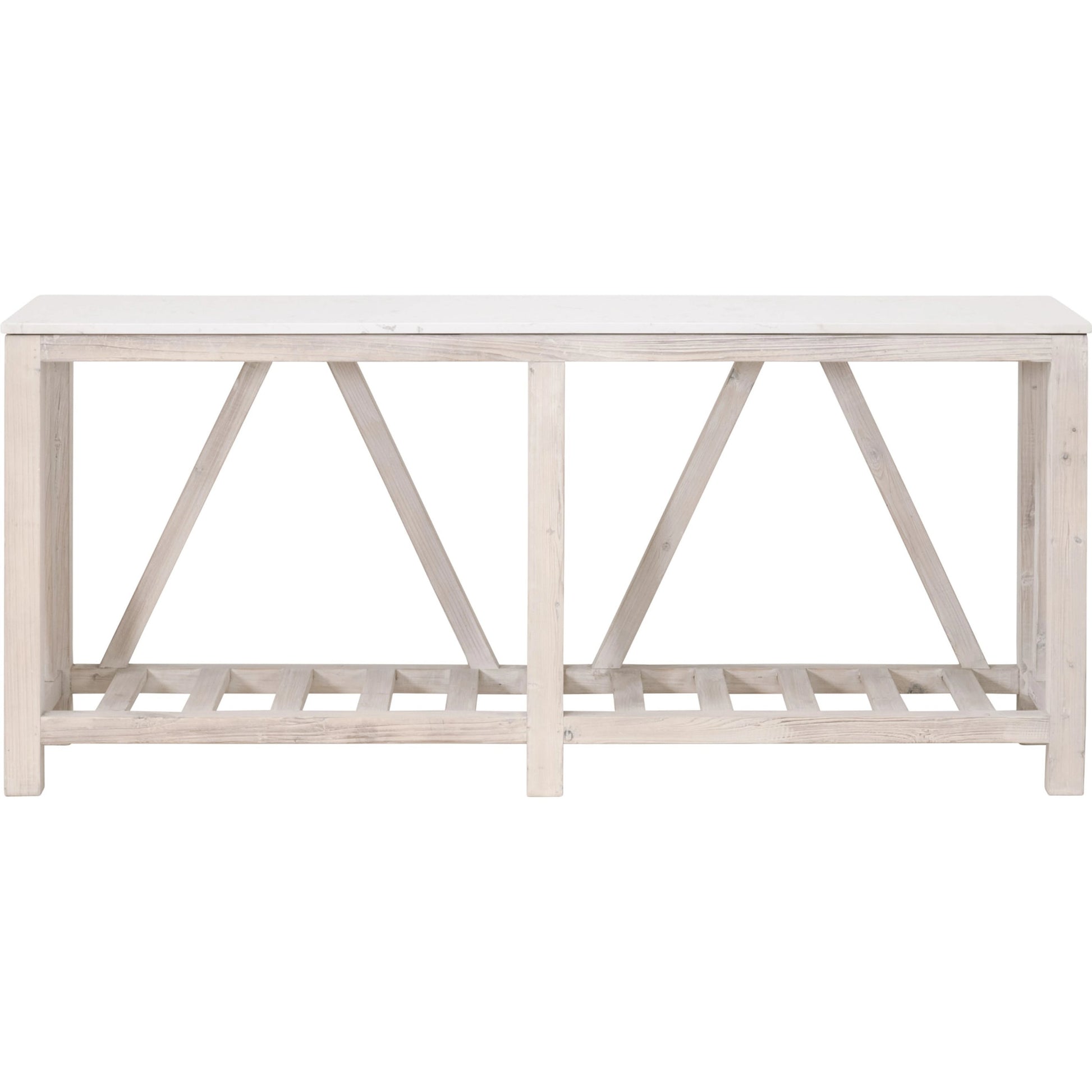 Spruce Console Table by Essentials For Living in white wash pine, white quartz. Made from solid pine wood, solid quartz in a coastal style.