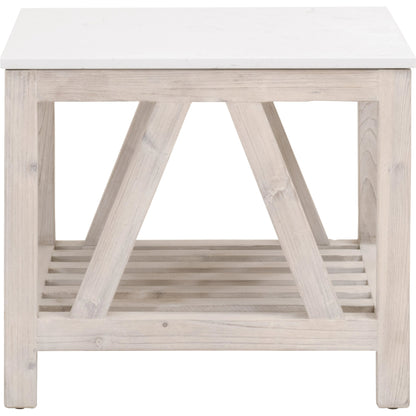 Spruce End Table by Essentials For Living. Made from solid pine wood, solid quartz in a coastal style.