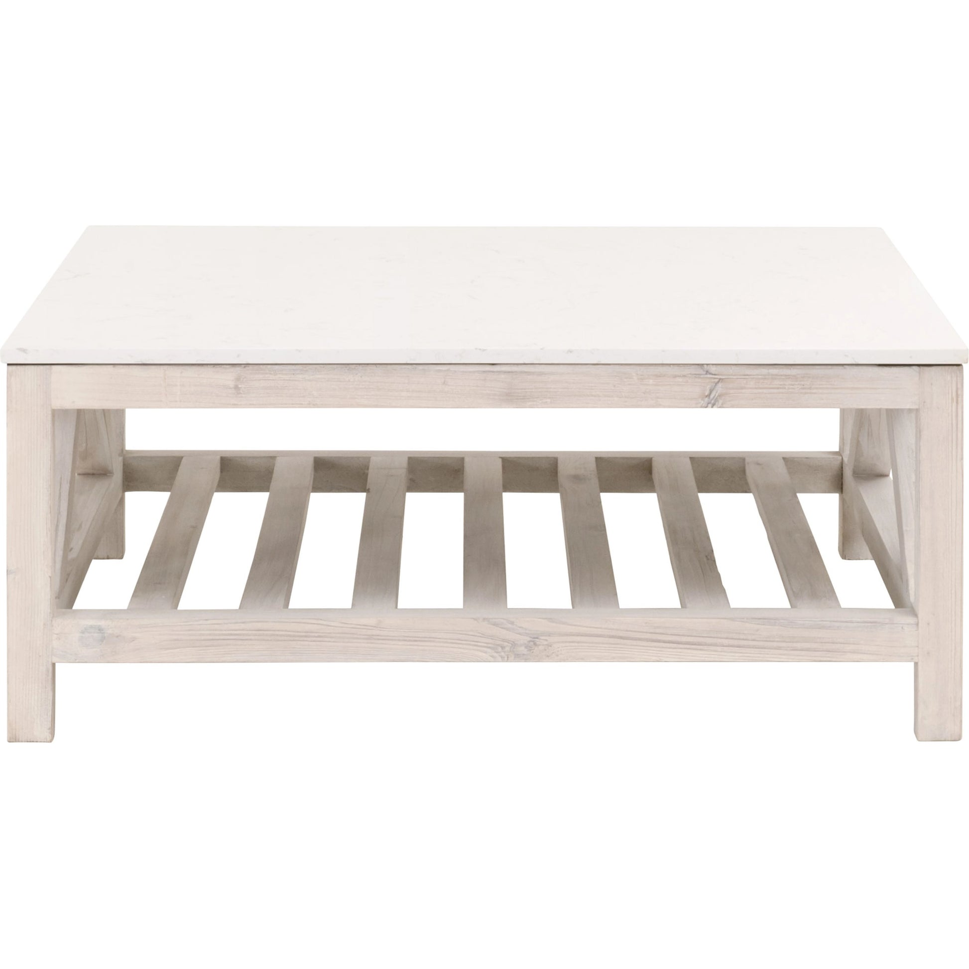 Spruce Square Coffee Table by Essentials For Living. Made from solid pine wood, solid quartz in a coastal style.
