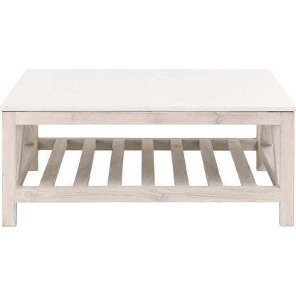 Spruce Square Coffee Table by Essentials For Living. Made from solid pine wood, solid quartz in a coastal style.