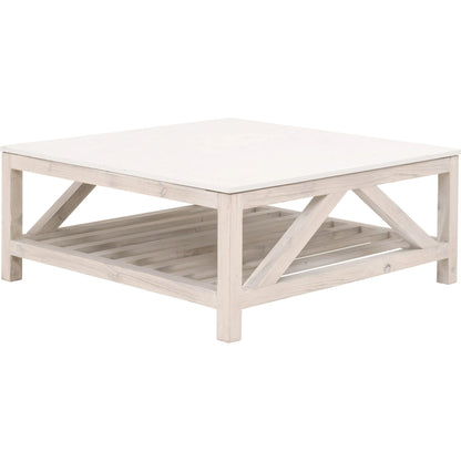 Spruce Square Coffee Table by Essentials For Living. Made from solid pine wood, solid quartz in a coastal style.