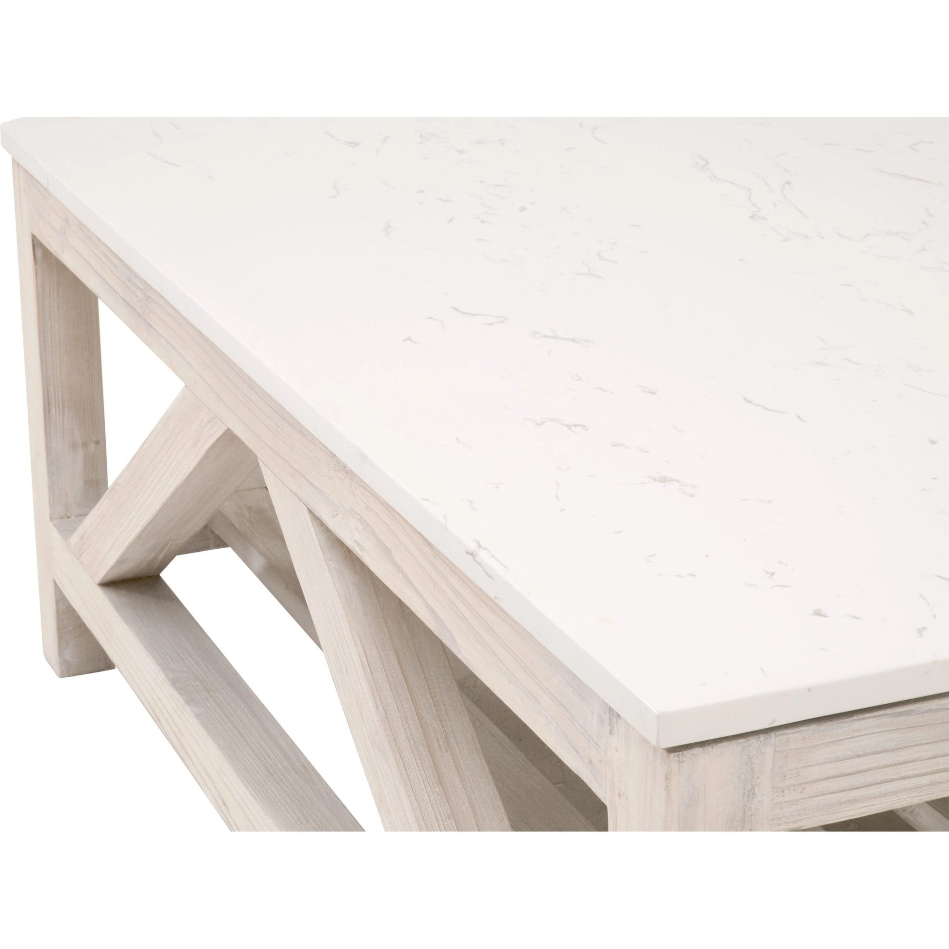 Spruce Square Coffee Table by Essentials For Living. Made from solid pine wood, solid quartz in a coastal style.