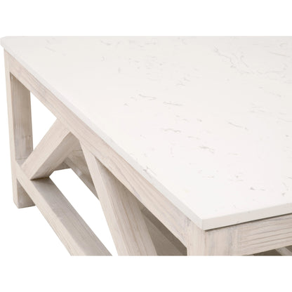 Spruce Square Coffee Table by Essentials For Living. Made from solid pine wood, solid quartz in a coastal style.
