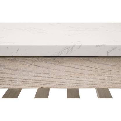 Spruce Square Coffee Table by Essentials For Living. Made from solid pine wood, solid quartz in a coastal style.