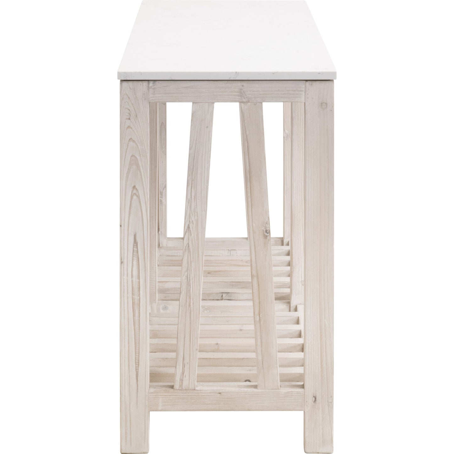 002 SI-1826892 | Additional Silo | Spruce Console Table by Essentials For Living in white wash pine, white quartz. Made from solid pine wood, solid quartz in a coastal style.