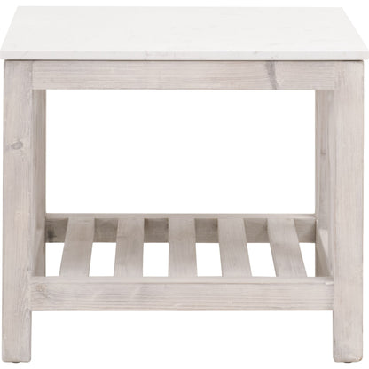Spruce End Table by Essentials For Living. Made from solid pine wood, solid quartz in a coastal style.