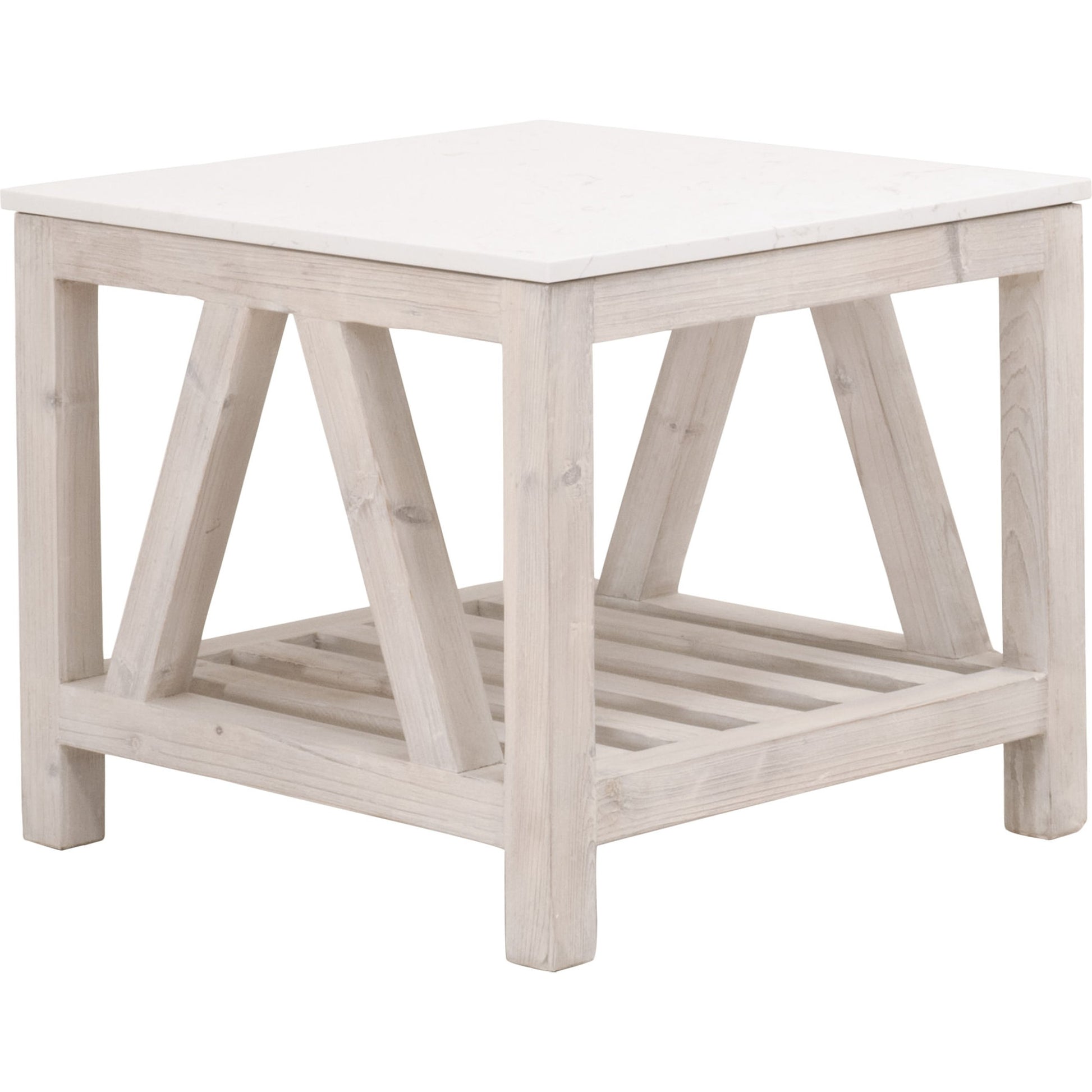 Spruce End Table by Essentials For Living. Made from solid pine wood, solid quartz in a coastal style.