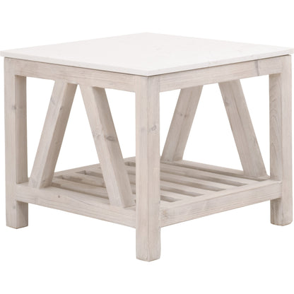 Spruce End Table by Essentials For Living. Made from solid pine wood, solid quartz in a coastal style.