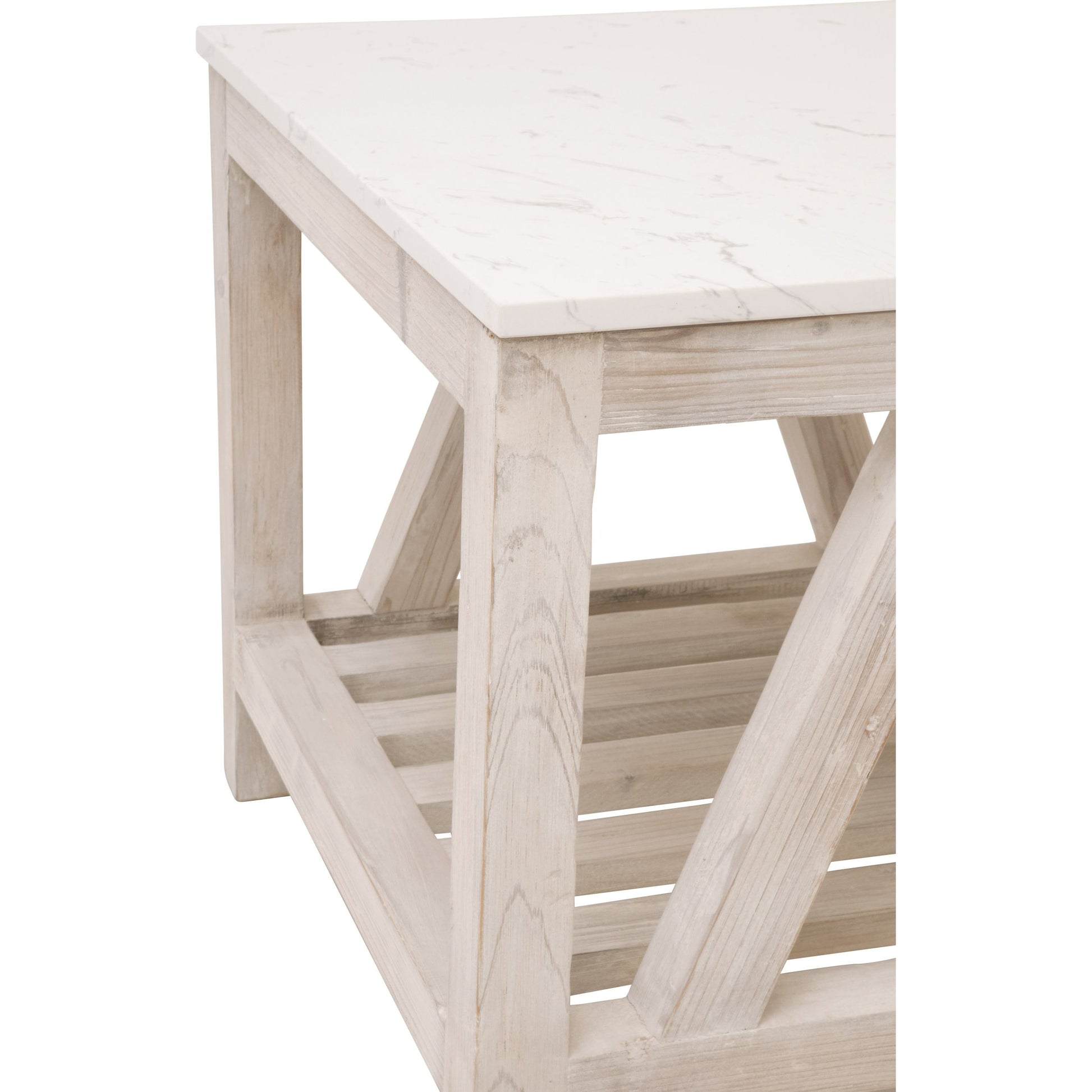 Spruce End Table by Essentials For Living. Made from solid pine wood, solid quartz in a coastal style.