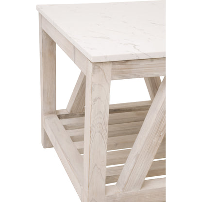 Spruce End Table by Essentials For Living. Made from solid pine wood, solid quartz in a coastal style.