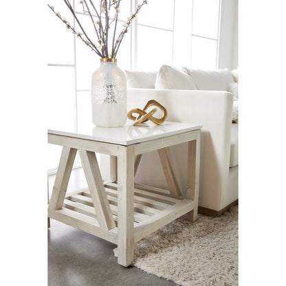 Spruce End Table by Essentials For Living. Made from solid pine wood, solid quartz in a coastal style.