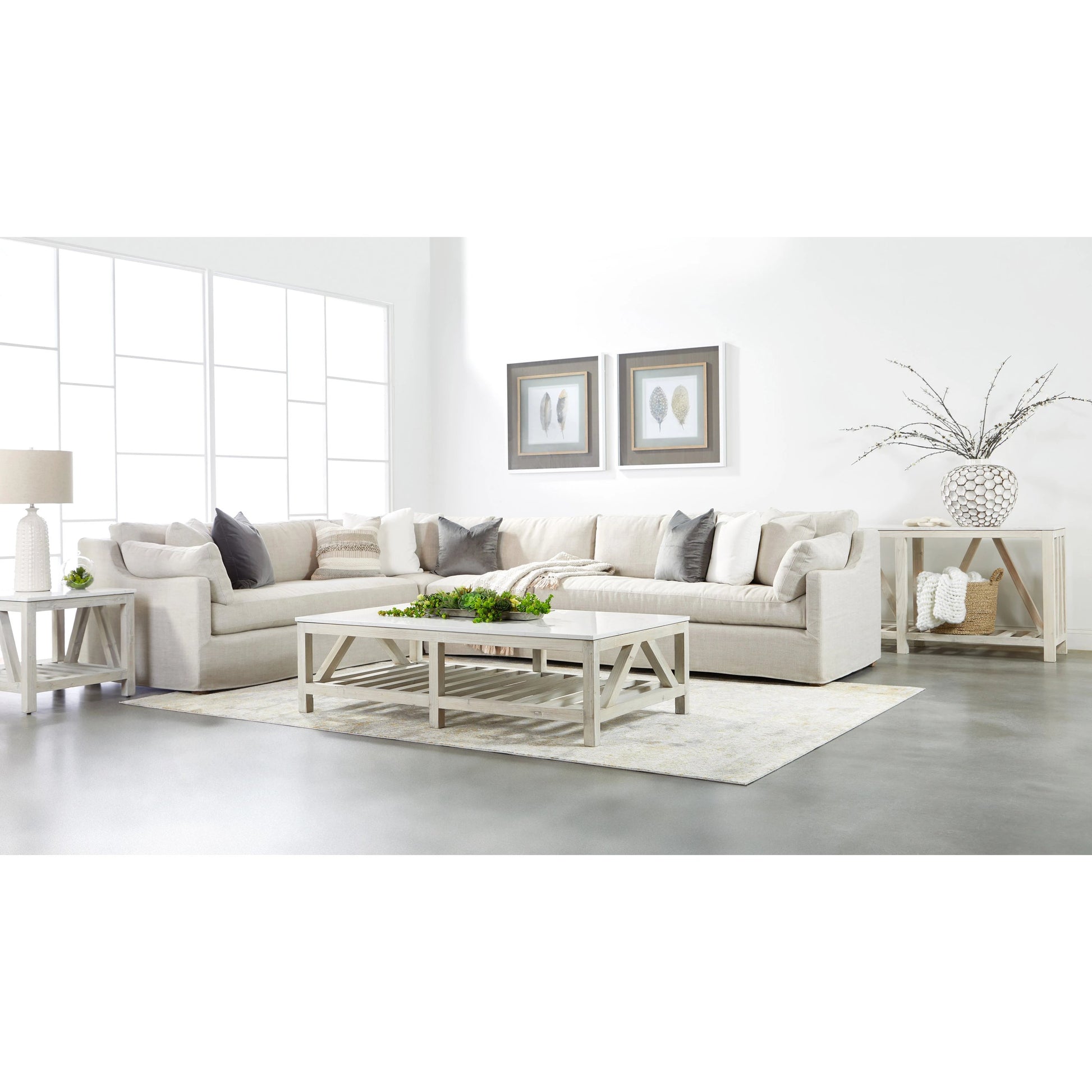 Spruce End Table by Essentials For Living. Made from solid pine wood, solid quartz in a coastal style.
